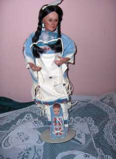 Native American Doll WHITE FEATHER Judy Belle Box Stand  