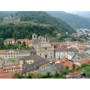  View of Town Square and Castello di Montebello, Bellinzona 