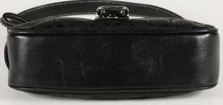 Coach Black Signature Canvas Demi Baguette Shoulder Bag Handbag Purse 