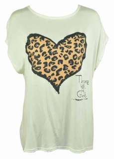 NEW LADIES BAGGY HEART PRINT T SHIRT WOMENS OVER SIZED STRETCH TOP 