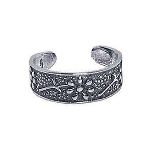   Free Sterling Silver Antique Finish Toe Ring Daisies Toering Jewelry