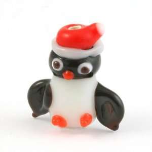  19mm Penguin with Red Hat Glass Beads Arts, Crafts 