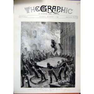   1894 Fire Brigade Fighting Berlin Man Jumping Canvas