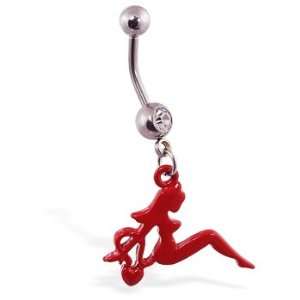 Navel ring with dangling red devil girl Jewelry