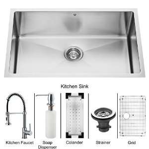 Vigo VG15055 Stainless Steel Kitchen Sink and Faucet Combos Single 