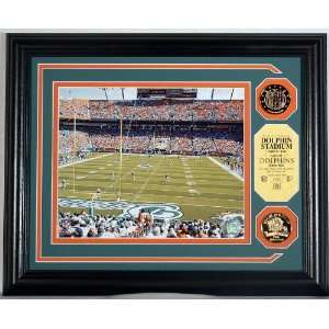  Dolphin Stadium Photo Mint with 2 24KT Gold Coins Sports 