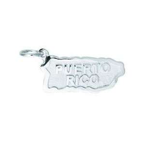  Sterling Silver Puerto Rico Country Shaped Charm Jewelry