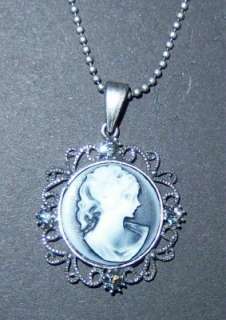 Blue Cameo and Swarovski Crystal Necklace~Stunning  