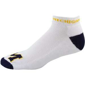   Wolverines White Navy Blue Big Logo Ankle Socks