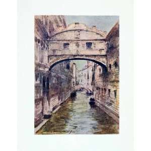  1912 Color Print Bridge Sighs Venice Italy Architecture Famous 