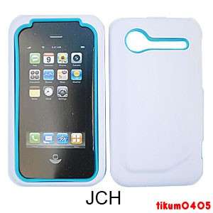 Phone Case HTC Incredible 2 6350 Jelly Case Light Blue Skin with White 