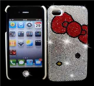   Kitty Cat Czech & Swarovski Elements crystal iPhone 4 4S Case + button