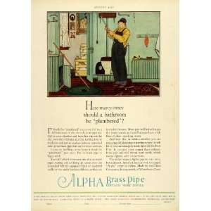  1927 Ad Alpha Brass Pipe Copper Bathroom Plumbing Lavatory 