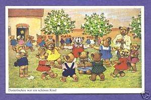 P4149 Fritz Baumgarten postcard, Teddy Bears in ring  