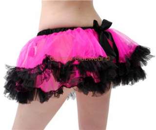 Neon Pink Three Tier Ruffle Iridescent Petticoat Tutu 714718426563 