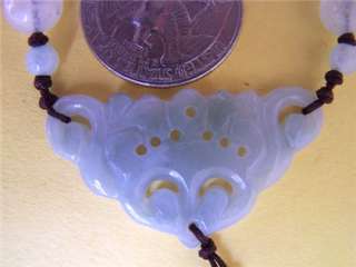   Jade Beaded Delicate Carved 2 Sided Vivid BAT Pendant Necklace  