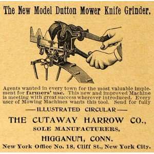  1893 Ad Dutton Mower Knife Grinder Cutaway Harrow 