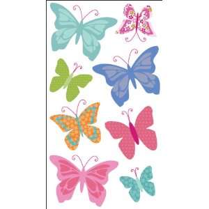   Stickers   Butterflies 8pc With Glitter & Wire 