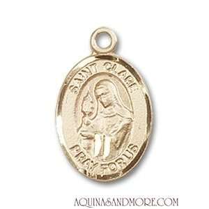 St. Clare of Assisi Small 14kt Gold Medal Jewelry