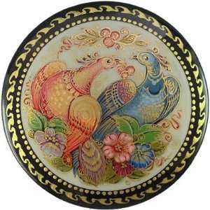    Exclusive Russian Lacquer Brooch (#1306) BIRDS 