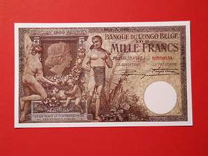 Reproduction Belgian Congo 1000 Francs 1920  