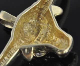   Vintage 14K Yellow Gold Texas Longhorn Cow Bull Diamond Slide Pendant