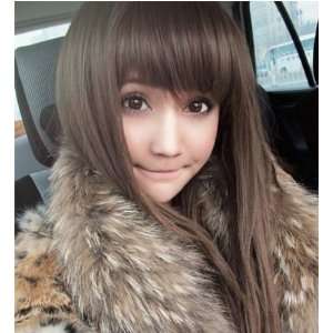  Cute Light Brown Long and Straight Wig   Flat Fringe Toys 