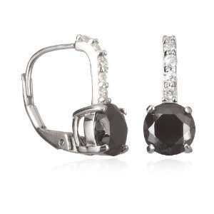 Black CZ Lever Back Earring CHELINE Jewelry