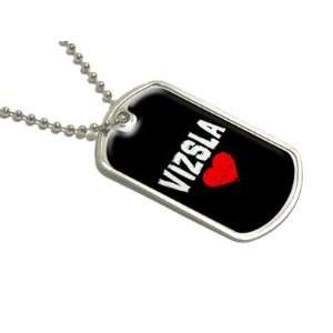  Vizsla Love   Black   Military Dog Tag Luggage Keychain 