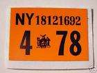 new york 1978 registrati​on sticker for license plate