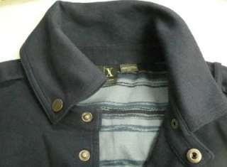 125.00 Armani Exchange men navy collar jacket sport coat beaded logo 