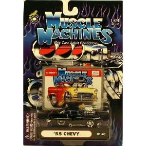  Muscle Machines Black 55 Chevy 01 61 164 Scale Toys 