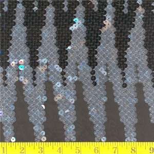  45 Wide Sequined Chiffon Silver/Black Diamonds Fabric By 