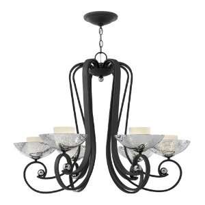   FR40606BKS Muse 6 Light Chandeliers in Blacksmith