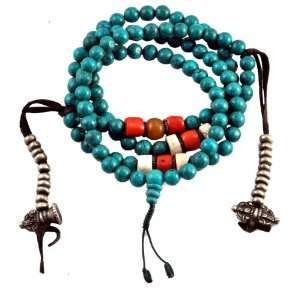   Prayer Beads Necklace, Tibetan Turquoise Mala, 108 Prayer Beads
