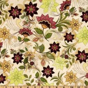  44 Wide Urban Cosmos Floral Ivory Fabric By The Yard 