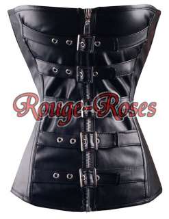 Bonded Leather Buckles Gothic CORSET Bustier S 6XL g8088_k