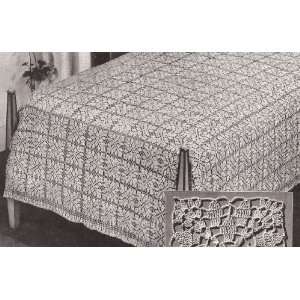 Vintage Crochet PATTERN to make   MOTIF BLOCK Bedspread Traditional 