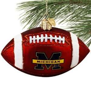 Michigan Wolverines Glass Football Ornament  Sports 
