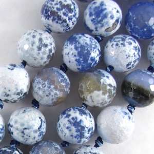    18mm faceted blue crab agate round beads 7 strand