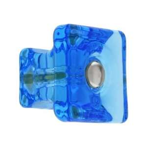  Square Peacock Blue Glass Cabinet Knob With Nickel Bolt 
