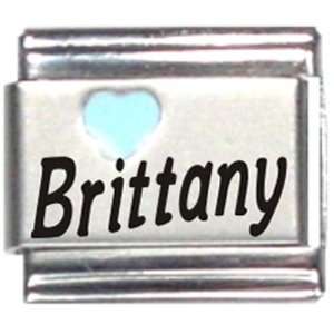  Brittany Light Blue Heart Laser Name Italian Charm Link 