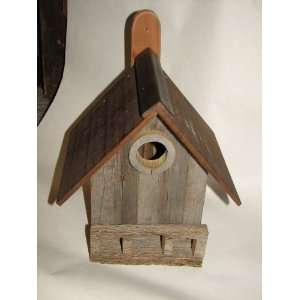   Poplar & Oak Antique Barnwood Birdhouse for Bluebirds 