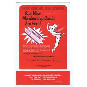  Disneyland Rare 1967 Membership Card Display Tinkerbell 