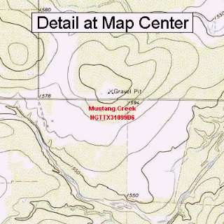 USGS Topographic Quadrangle Map   Mustang Creek, Texas (Folded 