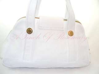 Gustto Biagio Freda Soft Leather Satchel Bag Purse White 488003002632 