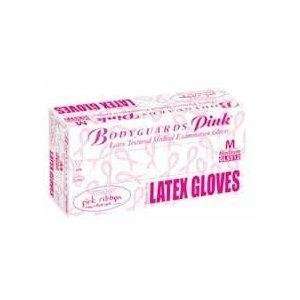 BodyGuards Pink Powder Free Latex Textured Medical Examination Gloves 