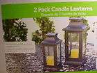 CANDLE LANTERN SET*STEEL*TEMPE​RED GLASS*TWO PACK*NIB*
