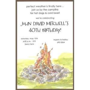 Bonfire, Custom Personalized Adult Birthday Party Invitation, by 