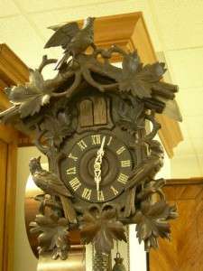 Antique Black Forest Cuckoo Clock with Hand Carved Bird w/Video 